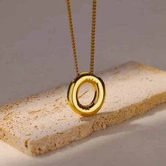 Chunky Alphabet Letter Initials Stainless Steel Plated