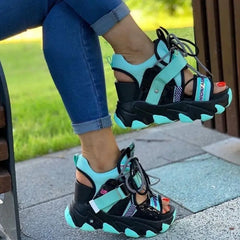 Chunky Buckle Punk Sandals Platform Heels Euro Size