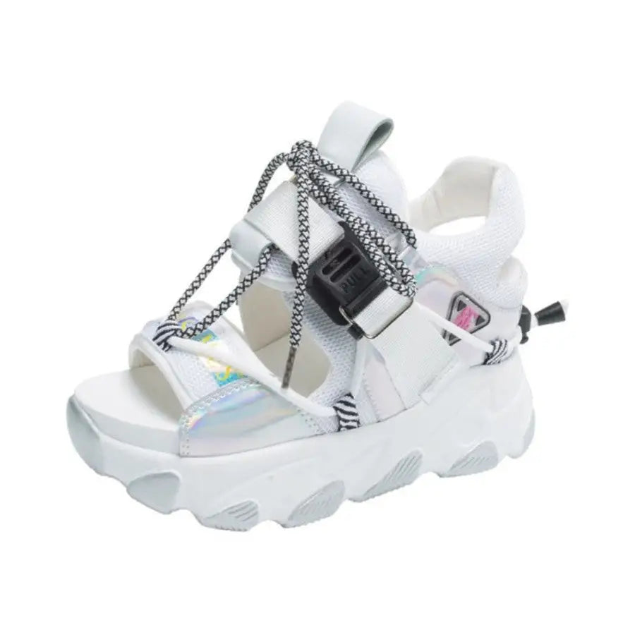 Chunky Buckle Punk Sandals Platform Heels Euro Size