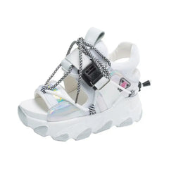 Chunky Buckle Punk Sandals Platform Heels Euro Size