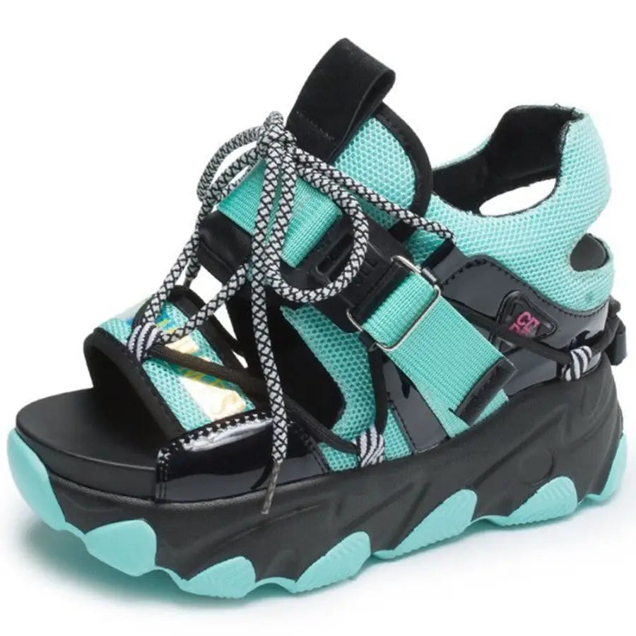 Chunky Buckle Punk Sandals Platform Heels Euro Size