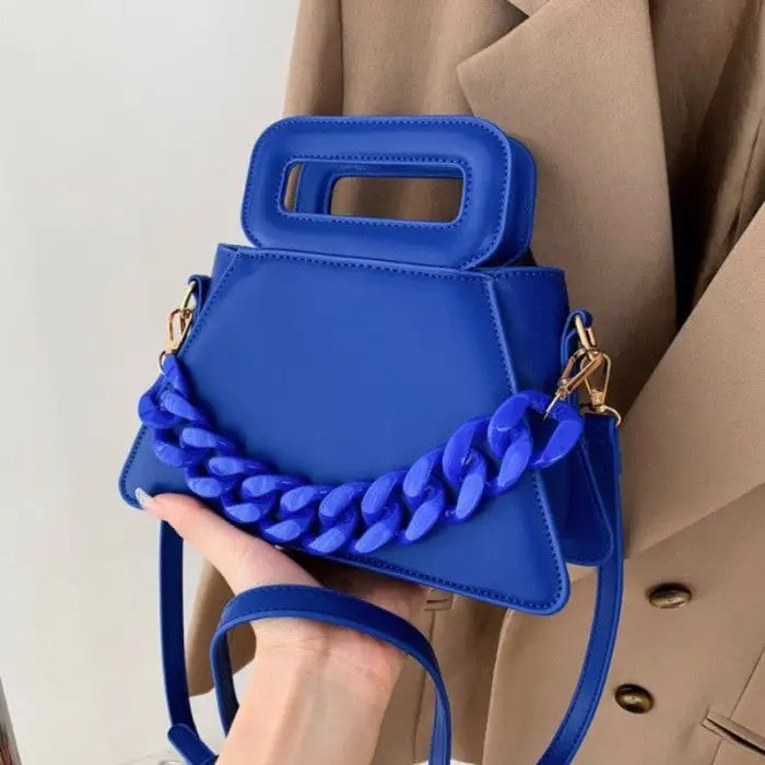 Chunky Chain Faux Leather Crossbody Shoulder Bag