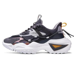 Chunky Double Lace Thick Sole Sneakers Euro Size Grey Black