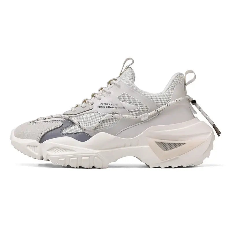 Chunky Double Lace Thick Sole Sneakers Euro Size Grey White