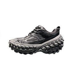 Chunky Lace Up Platform Vulcanized Sneakers Euro Size Black