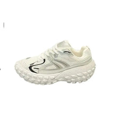 Chunky Lace Up Platform Vulcanized Sneakers Euro Size White