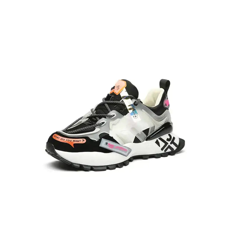 Chunky Lace Up Waterproof Sneakers for Everyday Wear Black