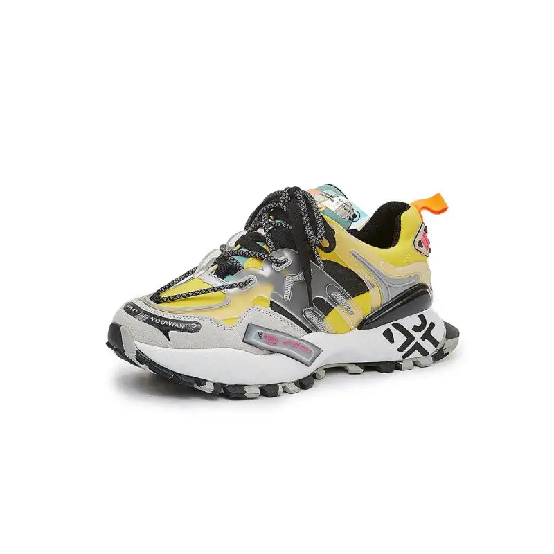 Chunky Lace Up Waterproof Sneakers for Everyday Wear Yellow