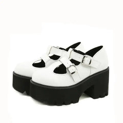 Chunky Loafers Platform Heels Buckle Strap Shoes