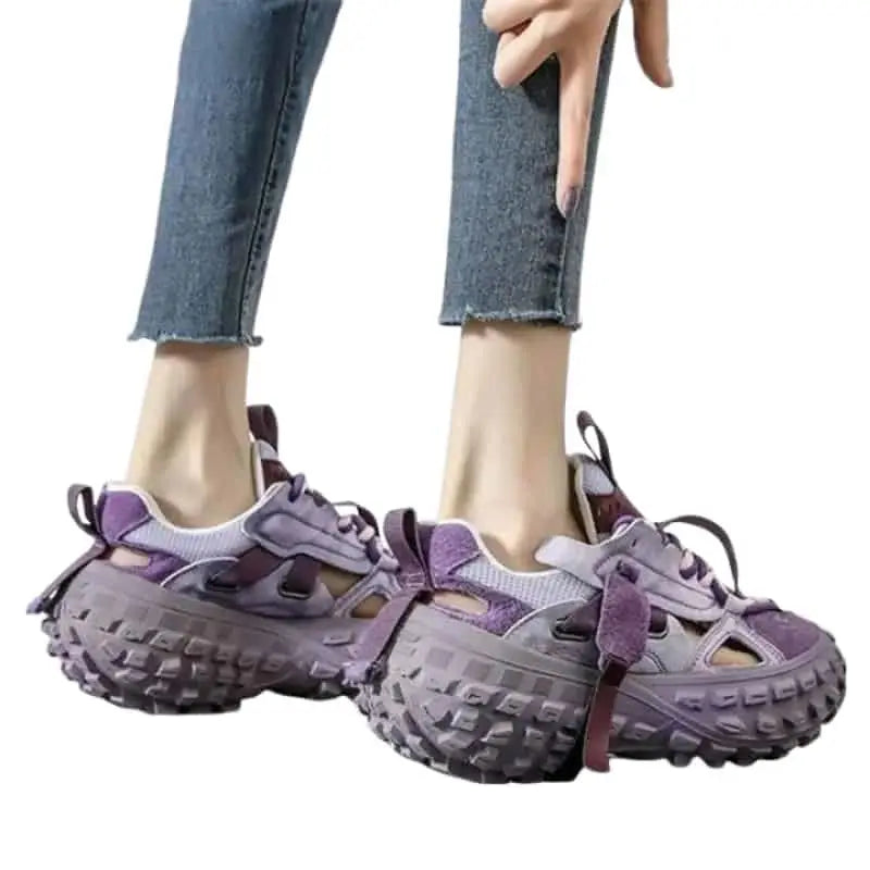 Chunky Mixed Color Lace Up Sneakers Euro Size