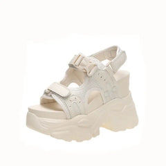 Chunky Platform Buckle Strap Sandals Euro Size Beige / 34