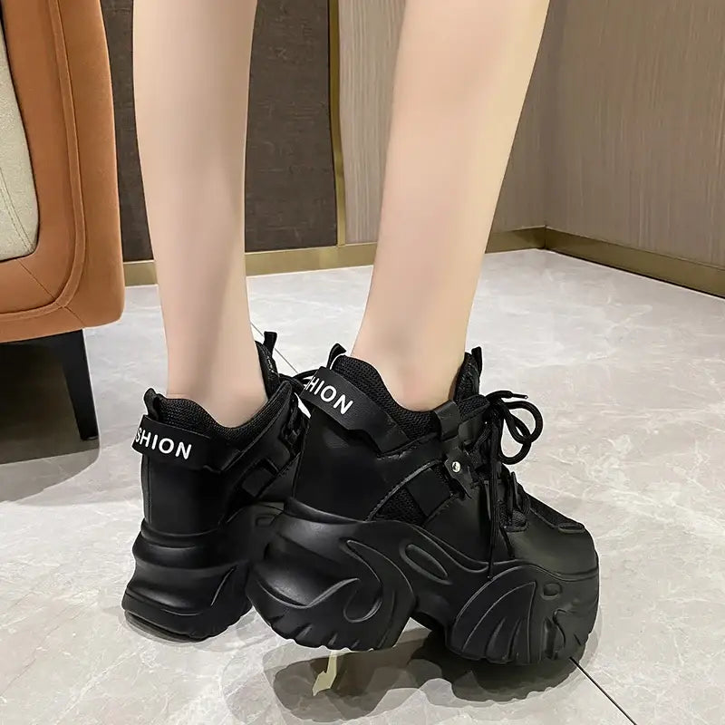 Chunky Platform Double Lace Up Sneakers Euro Size