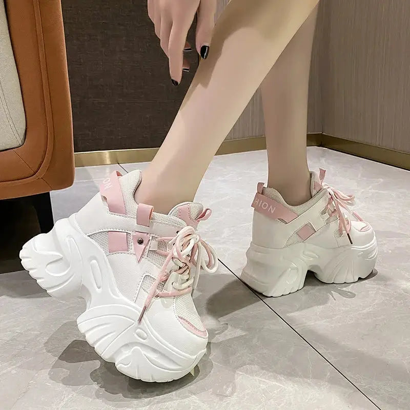 Chunky Platform Double Lace Up Sneakers Euro Size