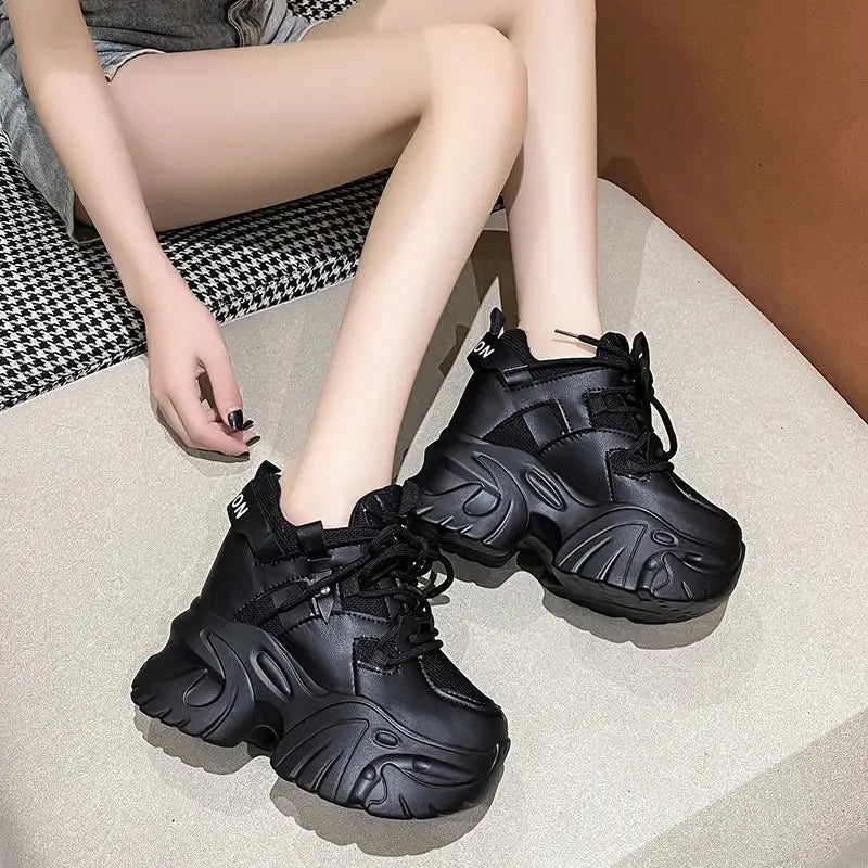 Chunky Platform Double Lace Up Sneakers Euro Size