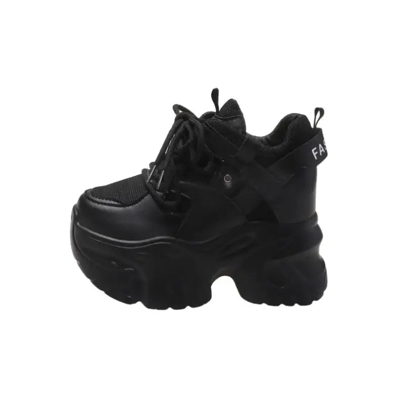 Chunky Platform Double Lace Up Sneakers Euro Size Black / 34
