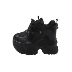 Chunky Platform Double Lace Up Sneakers Euro Size Black / 34