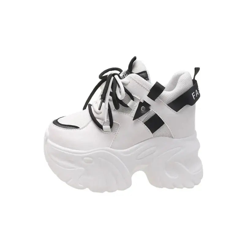 Chunky Platform Double Lace Up Sneakers Euro Size White / 34