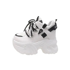Chunky Platform Double Lace Up Sneakers Euro Size White / 34