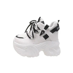 Chunky Platform Double Lace Up Sneakers - White / 34