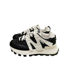 Chunky Platform Letter M Lace Up Sneakers - Black / 35