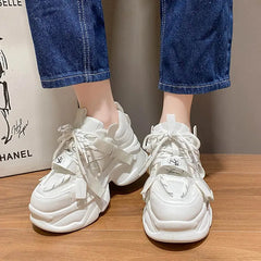 Chunky Platform Metal Strap Lace Up Sneakers
