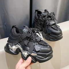 Chunky Platform Metal Strap Lace Up Sneakers Euro Size