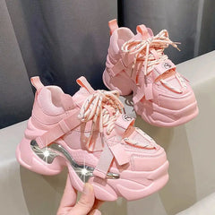 Chunky Platform Metal Strap Lace Up Sneakers Euro Size