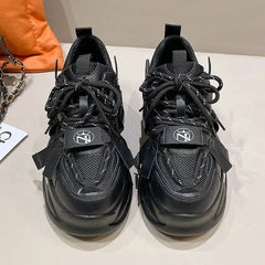 Chunky Platform Metal Strap Lace Up Sneakers Euro Size