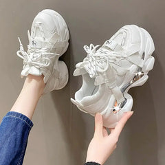 Chunky Platform Metal Strap Lace Up Sneakers Euro Size