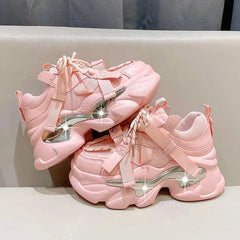 Chunky Platform Metal Strap Lace Up Sneakers Euro Size