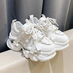 Chunky Platform Metal Strap Lace Up Sneakers Euro Size