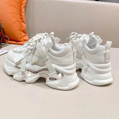 Chunky Platform Metal Strap Lace Up Sneakers Euro Size