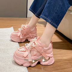 Chunky Platform Metal Strap Lace Up Sneakers Euro Size