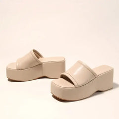 Chunky Platform Open Toe Slip On Sandals Euro Size