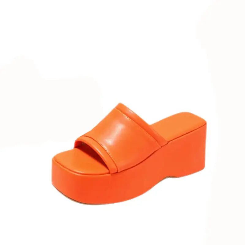 Chunky Platform Open Toe Slip On Sandals