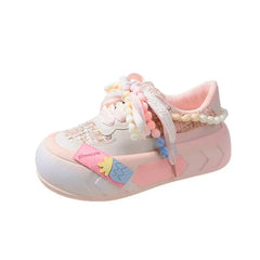 Chunky Platform Orange Tweed Lace Up Sneakers Euro Size