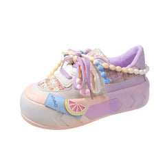 Chunky Platform Orange Tweed Lace Up Sneakers Euro Size