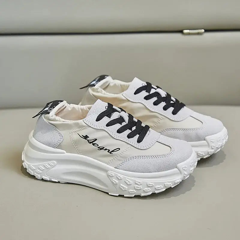 Chunky Platform Soled Lace Up Sneakers Euro Size Grey Black