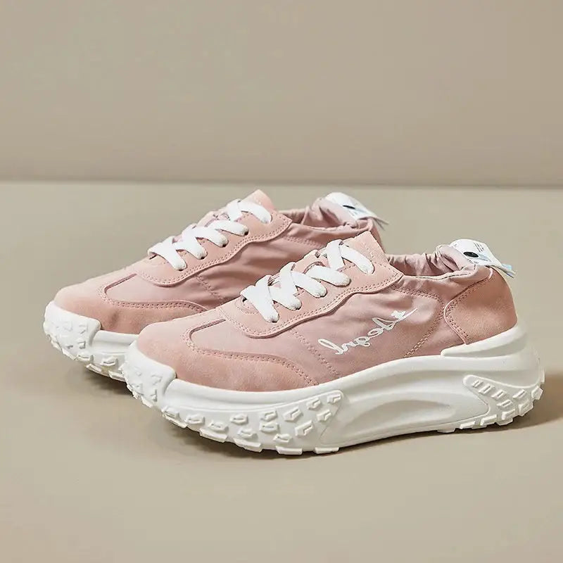 Chunky Platform Soled Lace Up Sneakers Euro Size Pink / 35
