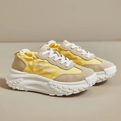 Chunky Platform Soled Lace Up Sneakers Euro Size Yellow / 35