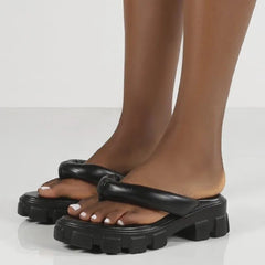 Chunky Platform Thick Sole Sandals - Black / 36