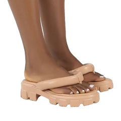 Chunky Platform Thick Sole Sandals - Khaki / 36