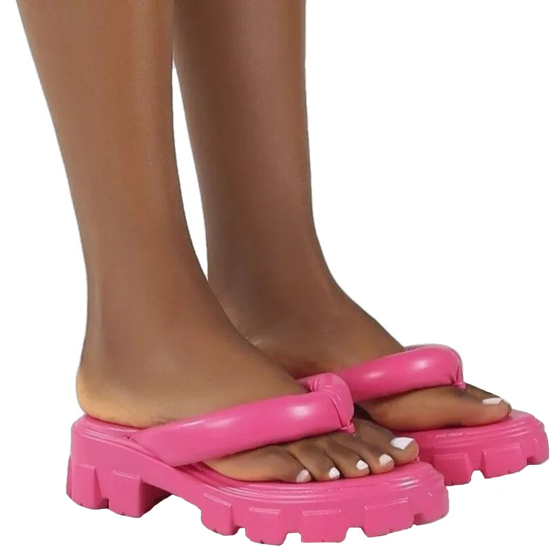 Chunky Platform Thick Sole Sandals - Pink / 36