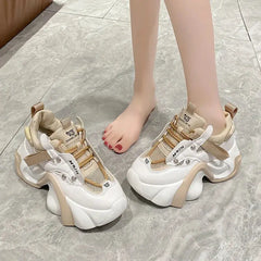 Chunky PU Lace Up Platform Sneakers Euro Size