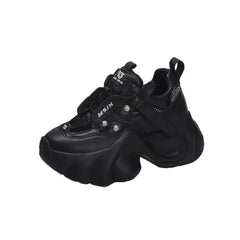 Chunky PU Lace Up Platform Sneakers Euro Size