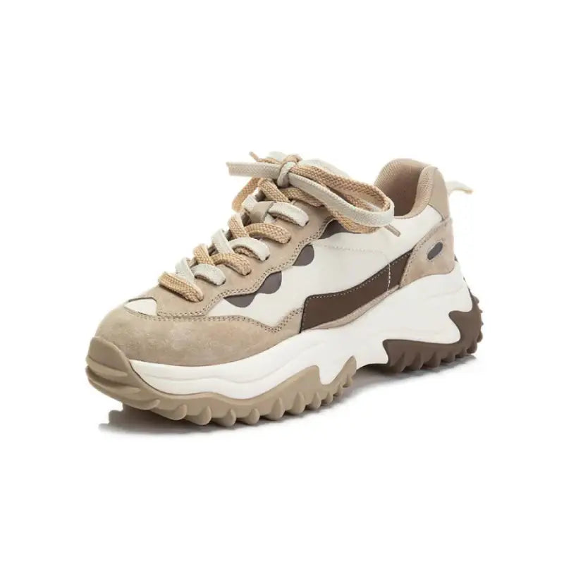 Chunky PU Lace Up Thick Soled Sneakers Euro Size