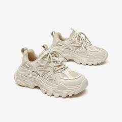 Chunky Round Toe Lace Up Sneakers Thick Sole Euro Size