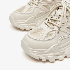 Chunky Round Toe Lace Up Sneakers Thick Sole Euro Size