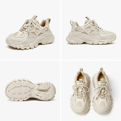 Chunky Round Toe Lace Up Sneakers Thick Sole Euro Size