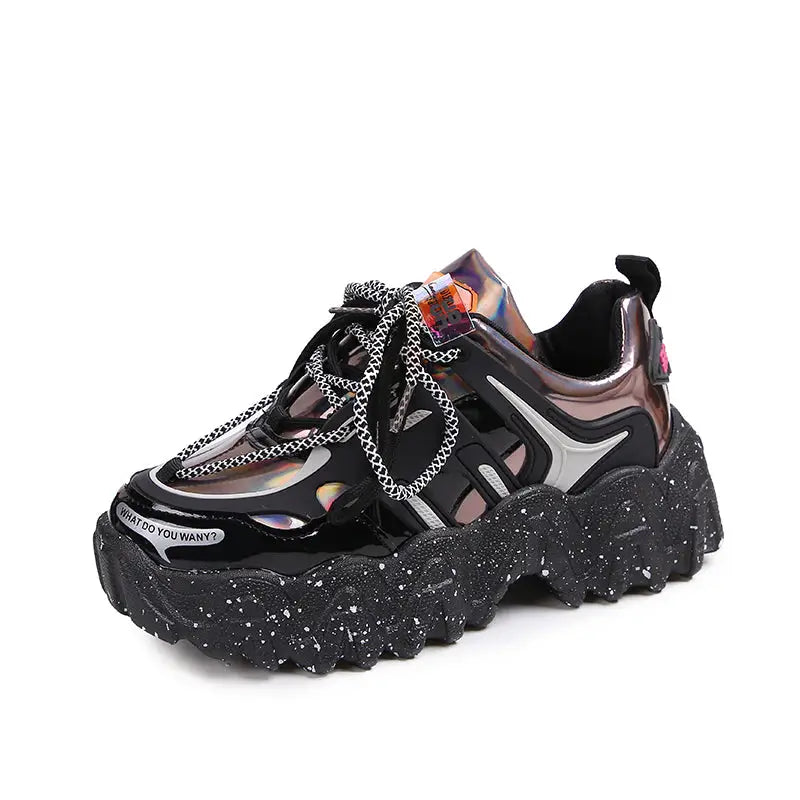 Chunky Sneakers Platform Silver Shoes